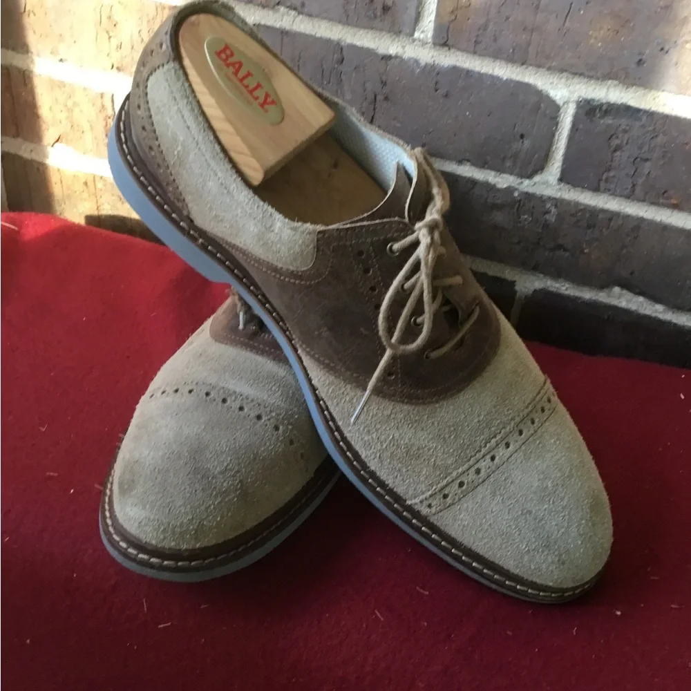 Cole Haan Two-Tone Beige and Brown Suede Derby Oxfords
